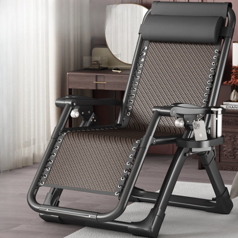 Standard (No Motion) Recline Chairs with Removable Cushion, Pillow, Locking Back Angle, Cupholder & Independent Foot Movement, Midnight Black/Grey/Butter Colour