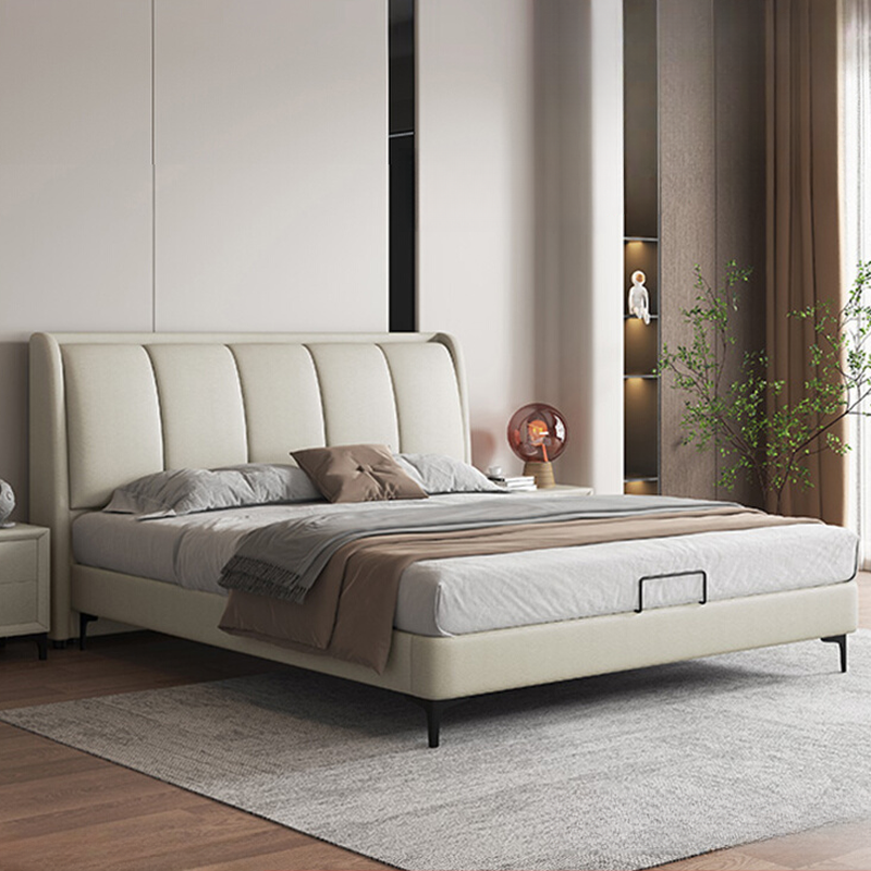 Casual Gray Vertical Channel Bed/Storage Platform Bed with Mattress