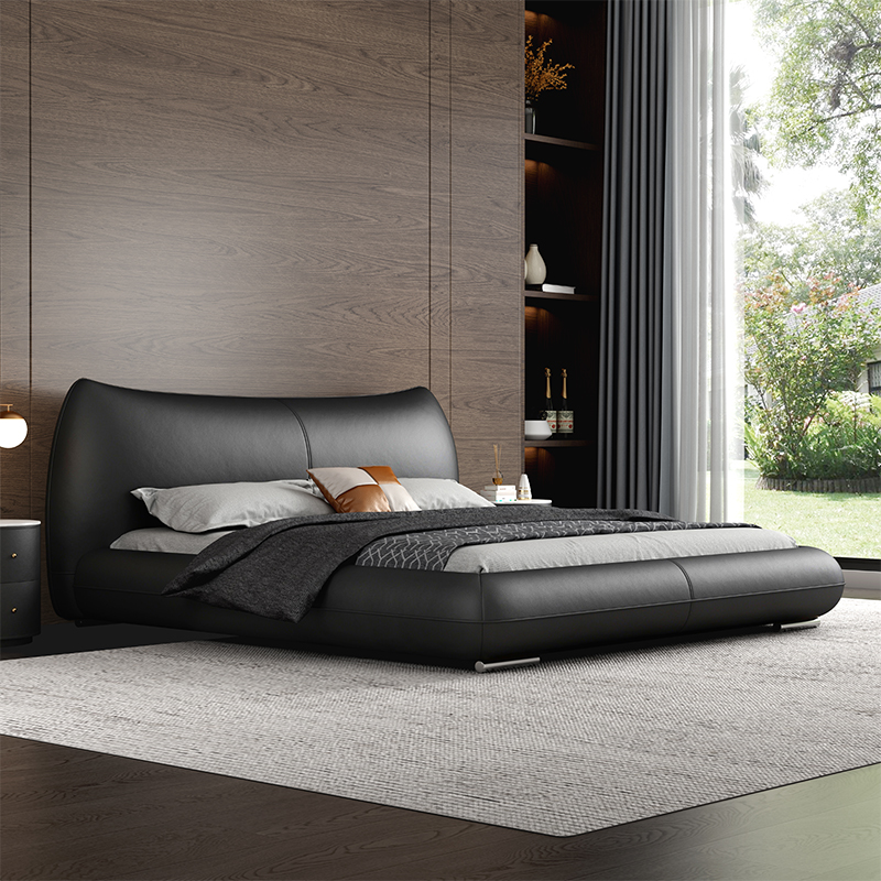 Casual Midnight Black Floor Bed with Mattress Included