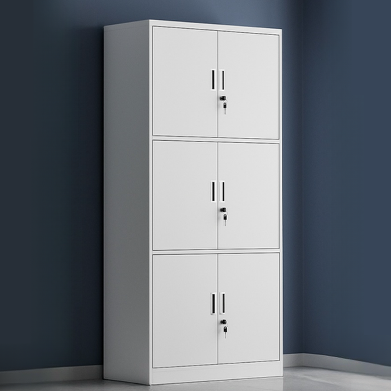 Minimalist Steel Vertical Filing Cabinet with Flameproof Locker, Soft Close Drawers & Key Lock