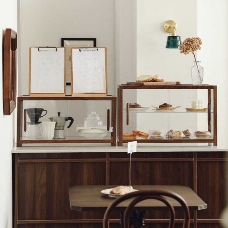 Art Deco Wooden Standard Curio Cabinet with 1 Shelf, Glass Doors, and Slipping Door Mechanism