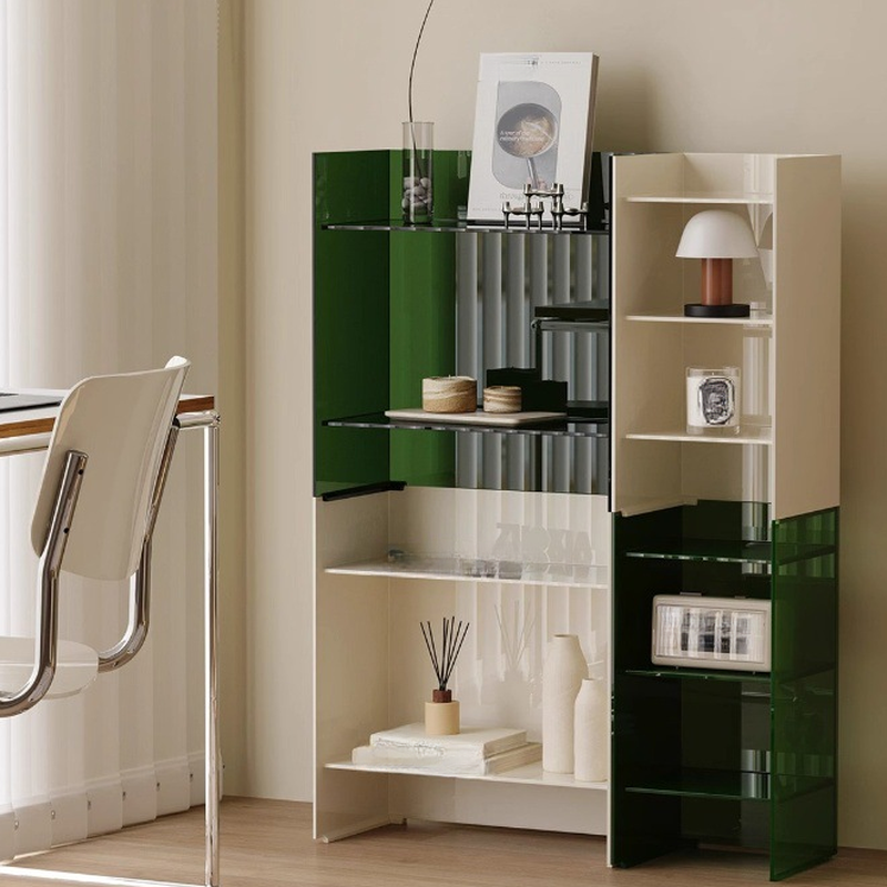 Minimalist Lucite Ground Kitchen Cupboards with 3 Shelves/2 Shelves and Visible Storage
