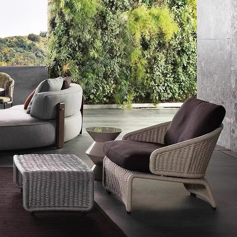 Casual UV Resistant Alloy Gray Sofa for 3 People/2 People with Pillow and Cushion