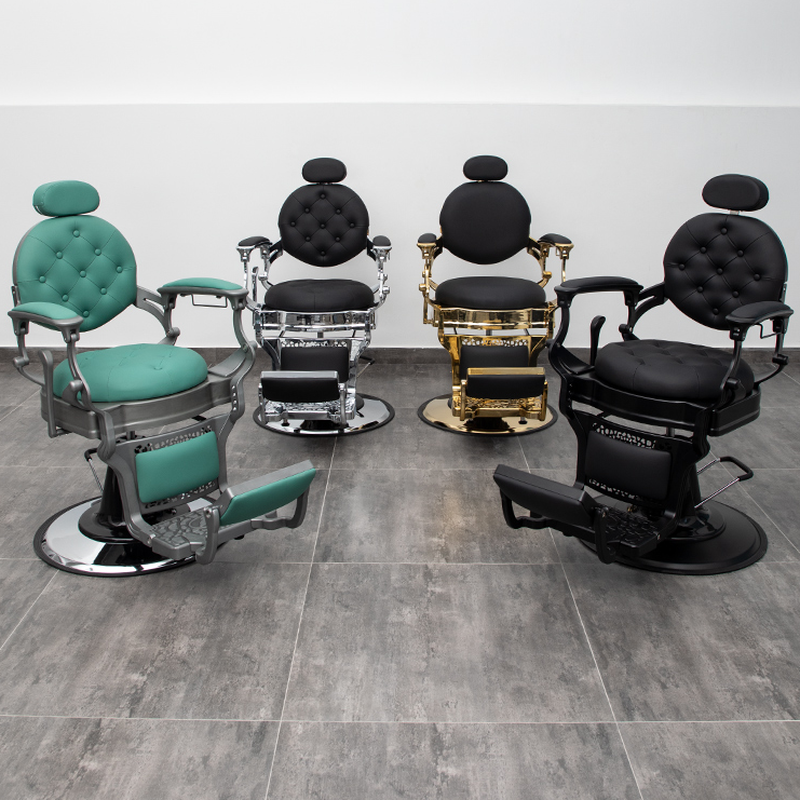 Orbicular Solid Colour Barber Chair with Foot Rest & Armrest, Tuneable & Manual Recline