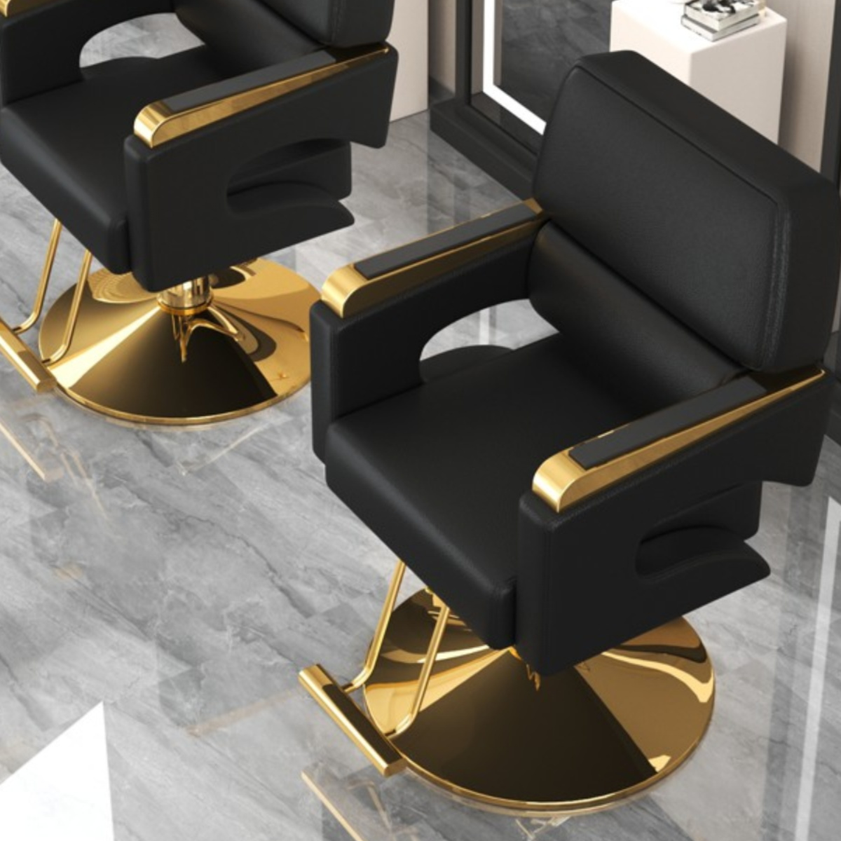 Adjustable L-Shape Solid Colour Styling Chair with Stainless Alloy Frame and Footrest