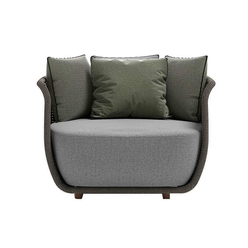 Nordic Dove Gray Rattan Sofa/Loveseat with Pillows and Cushions for 2/3 People, Stain Resistant