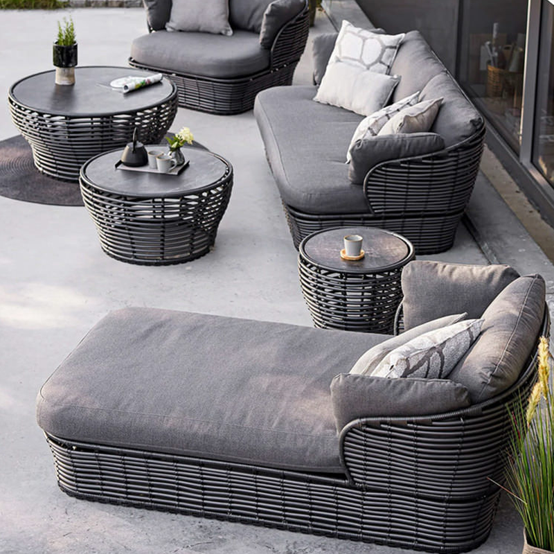 Trendy Waterproof Wood Colour Plastic Sofa/Daybed Seats 1/Seats 3/for 2 with Cushion, 1 Piece