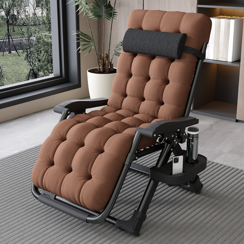 Cushioned Fold Away Chair Recliner with Headrest and Cupholder