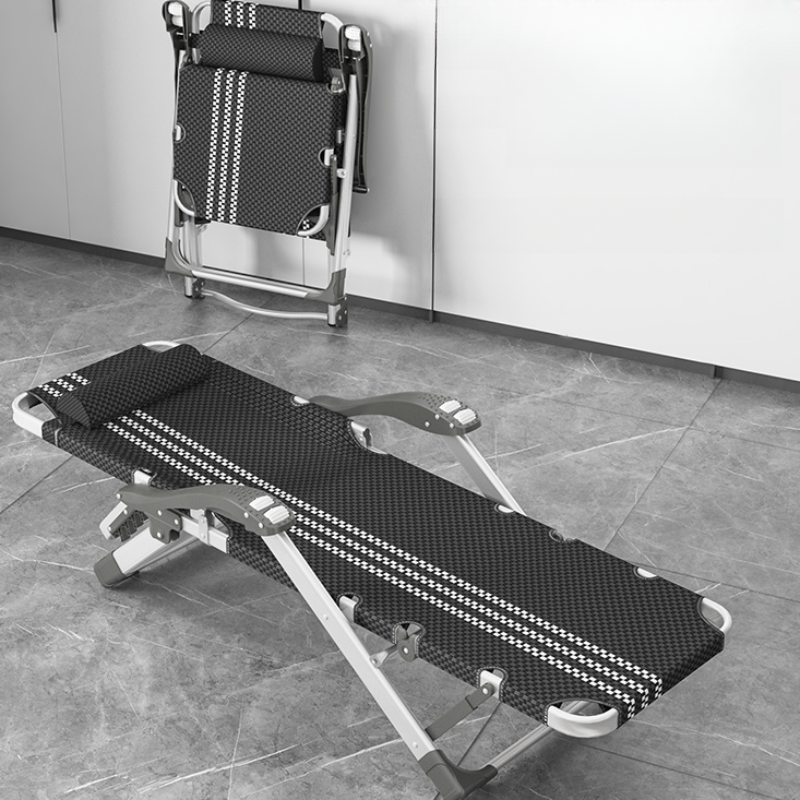 Checkered Cushioned Fold Away Chair Recliner with Headrest