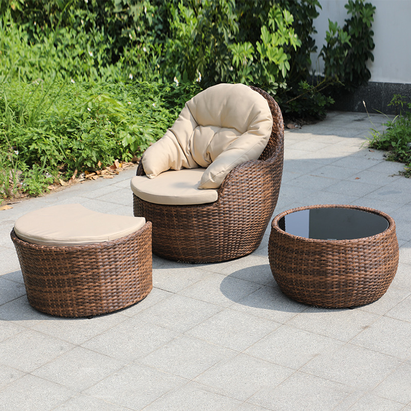 Casual Round Chalk Sofa for 1/2 People with Removable Cushion Cover, Sponge Fill, UV Resistant