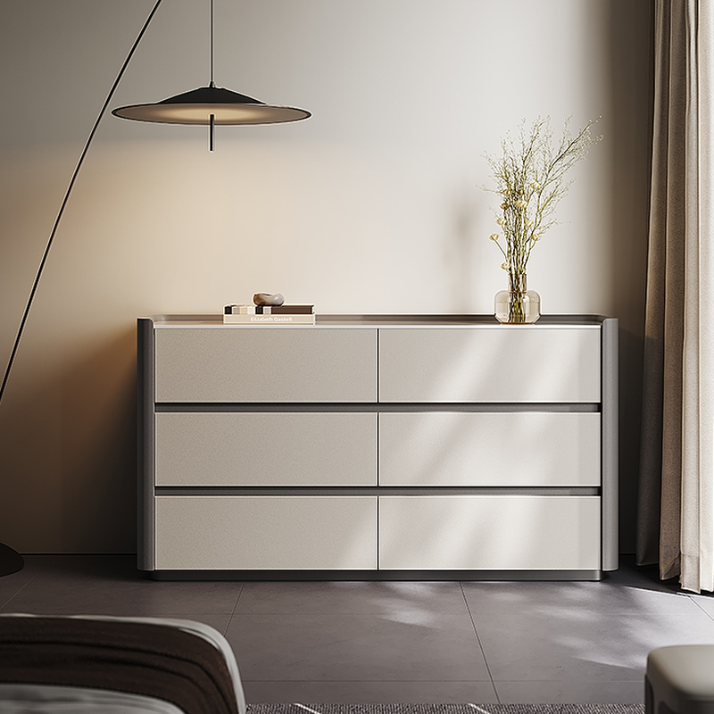 Modish Hardwood Console Dresser with 6 Drawers, Horizontal/Vertical Orientation