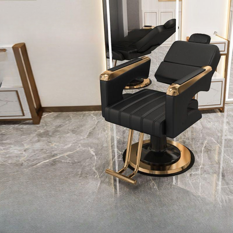 Moisture-proof Rectangle Stainless Alloy Barber Chair with Manual Recline and Tuneable Foot Prop