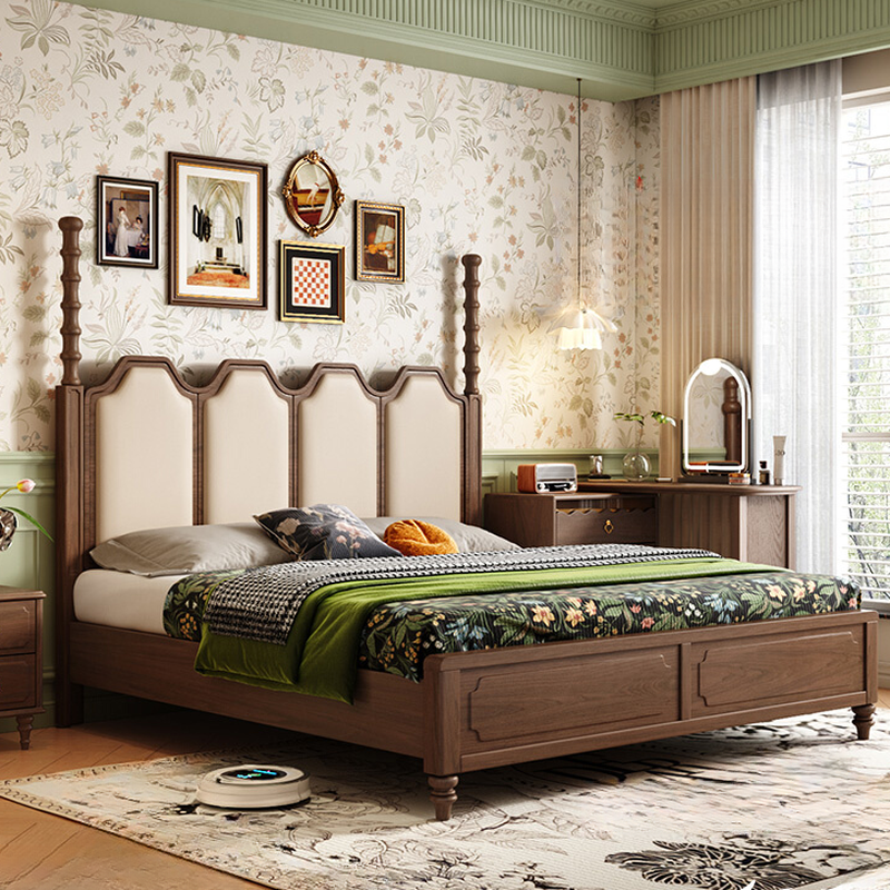 Auburn Art Deco Ash Wood Platform Storage Bed with Sponge Upholstery