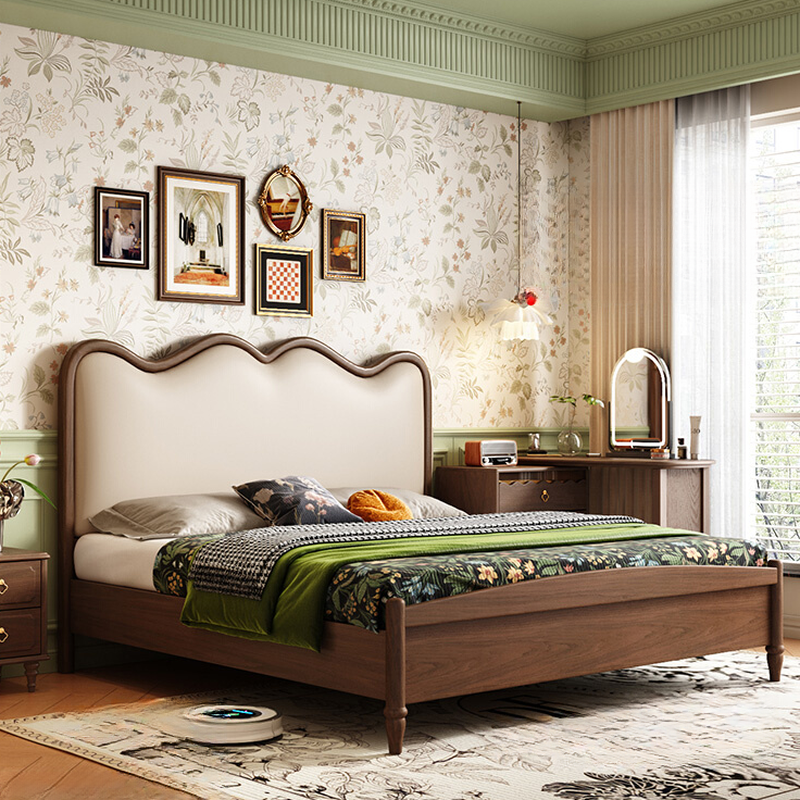 Ash Wood Platform Storage Bed with Sponge Upholstery and Mattress Included