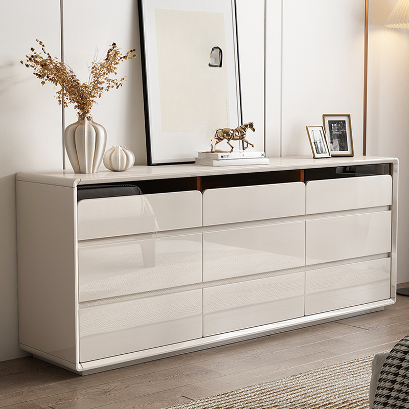 Simplistic White Raw Wood Horizontal/Vertical Double Dresser/Bachelor Chest with 9 Drawers/6 Drawers/3 Drawers