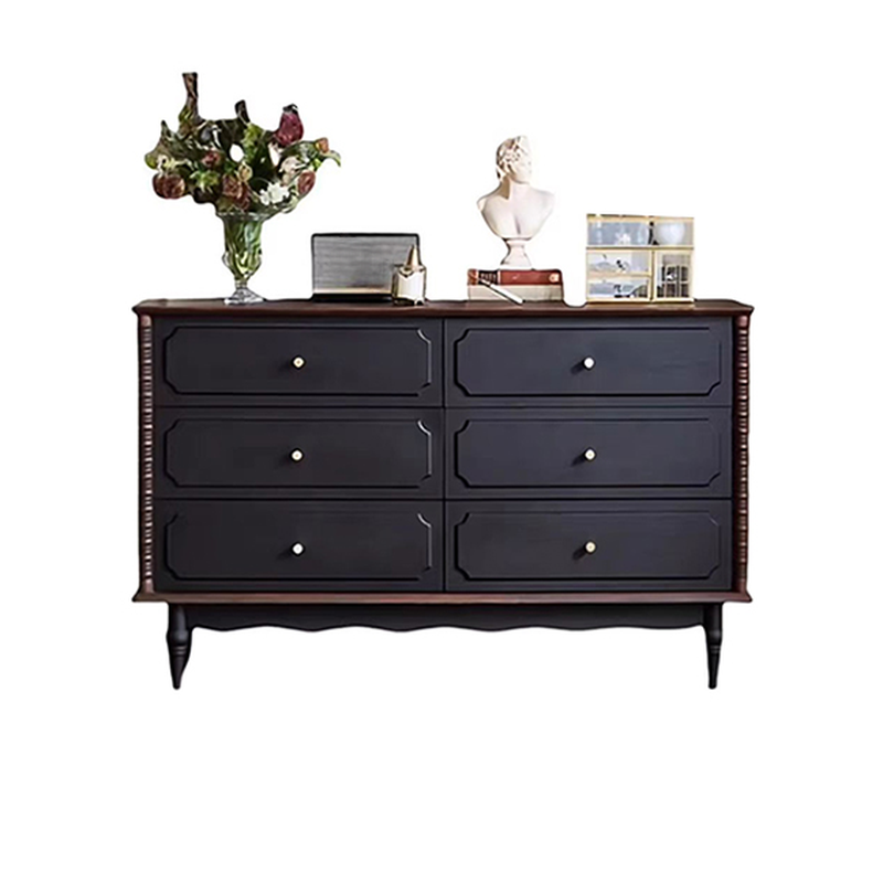 4 Drawers/7 Drawers/6 Drawers Trendy Midnight Black Natural Wood  Horizontal/Vertical Double Dresser/Bachelor Chest, Size 140 x 40 x 85 cm-  OZ-Home-Hub