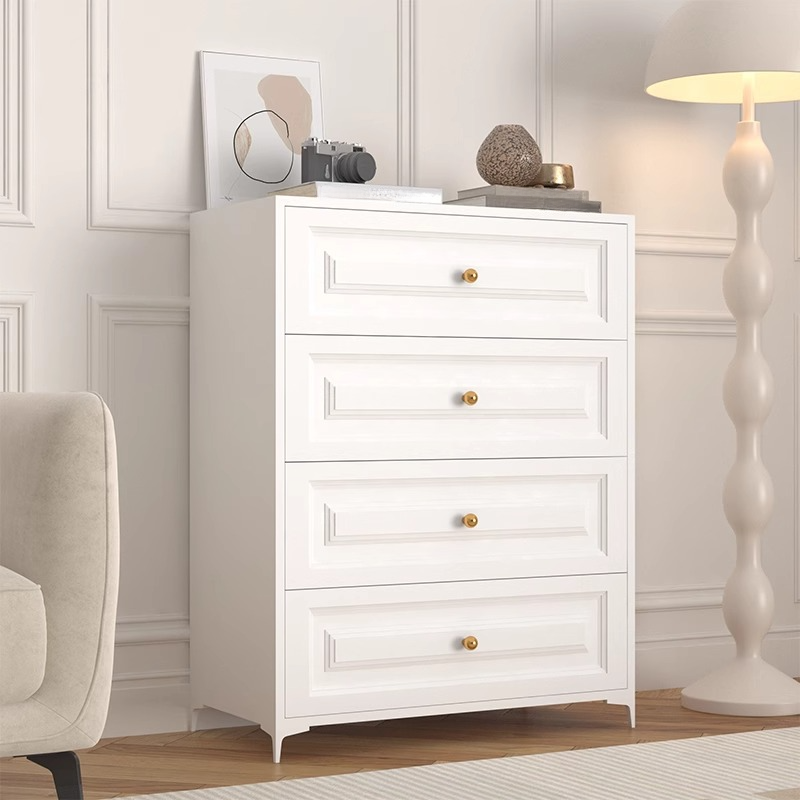 Casual White Iron Bachelor Chest with 4 Drawers/3 Drawers, Vertical/Horizontal Orientation