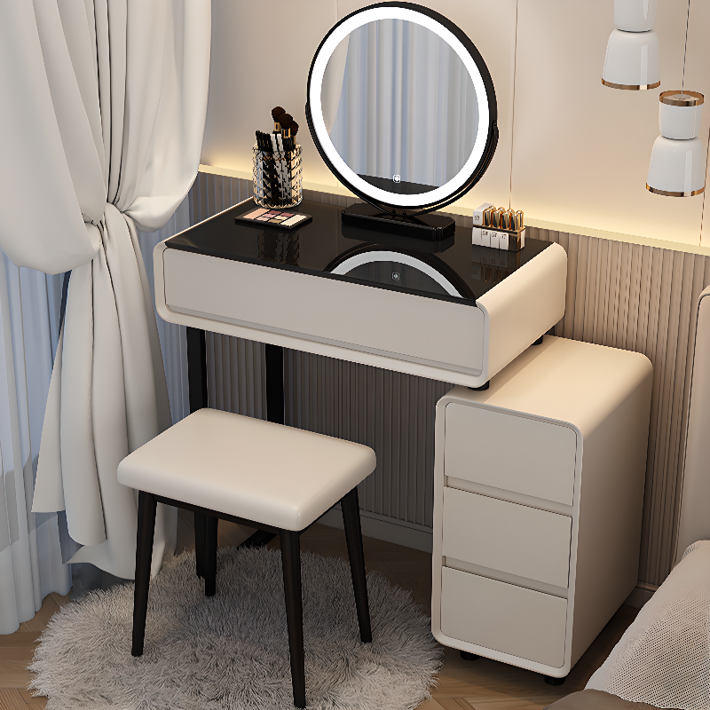 Ink Seating Illuminating Vanity Set with Scalable Sliding Features, 2-in-1 Design, and Adjustable Touch Brightness