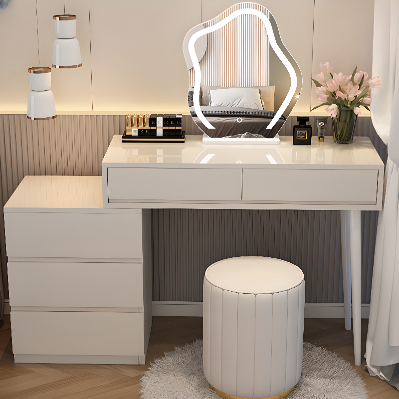 Vanity Set with Lighting System, Scalable Push-Pull 2-in-1 Design, Adjustable Touch and Brightness