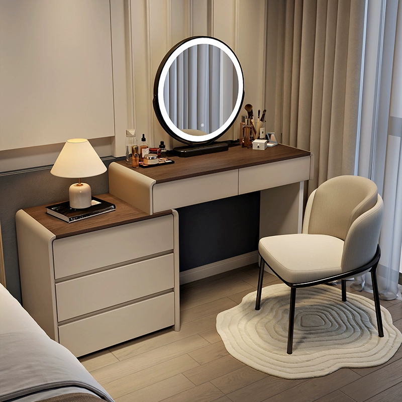 Scalable Vanity Set with Sliding 2-in-1 Design, Lighting System, Adjustable Touch and Brightness, Featuring Tabletop Storage