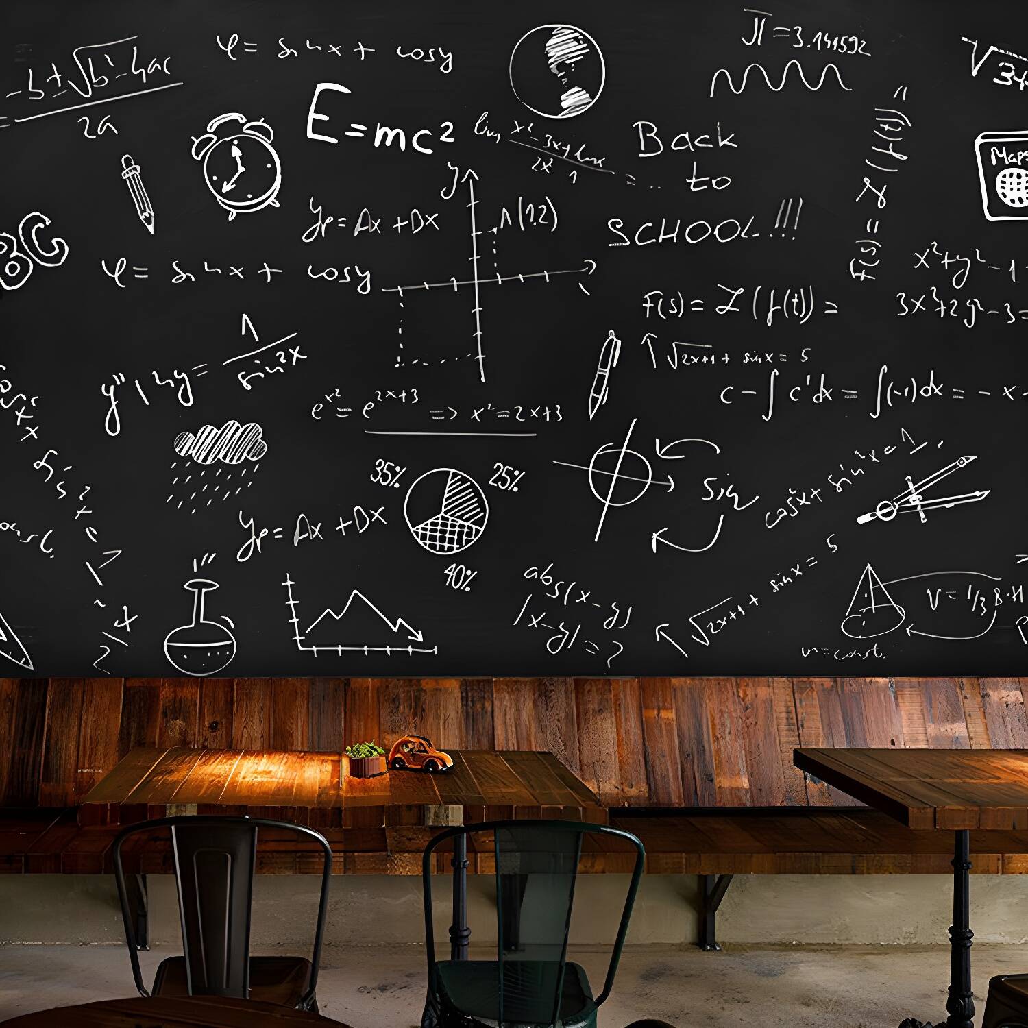 Water-Resistant Blackboard Wall Art Minimalist Wall Covering for Cafe Decoration
