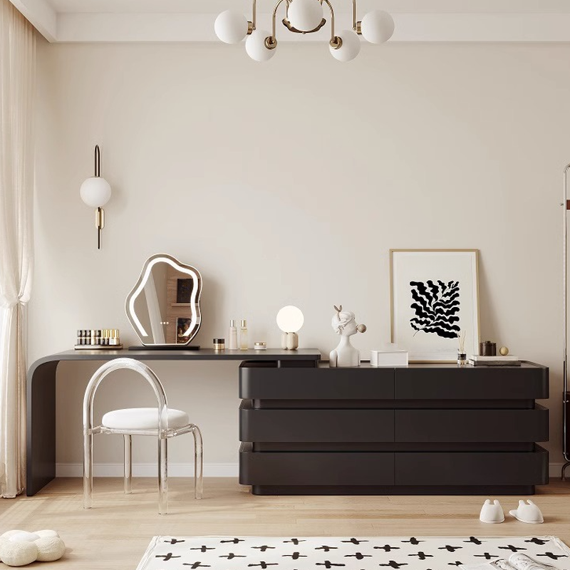 Midnight Black L-Shape Scalable Sliding 2-in-1 Makeup Vanity