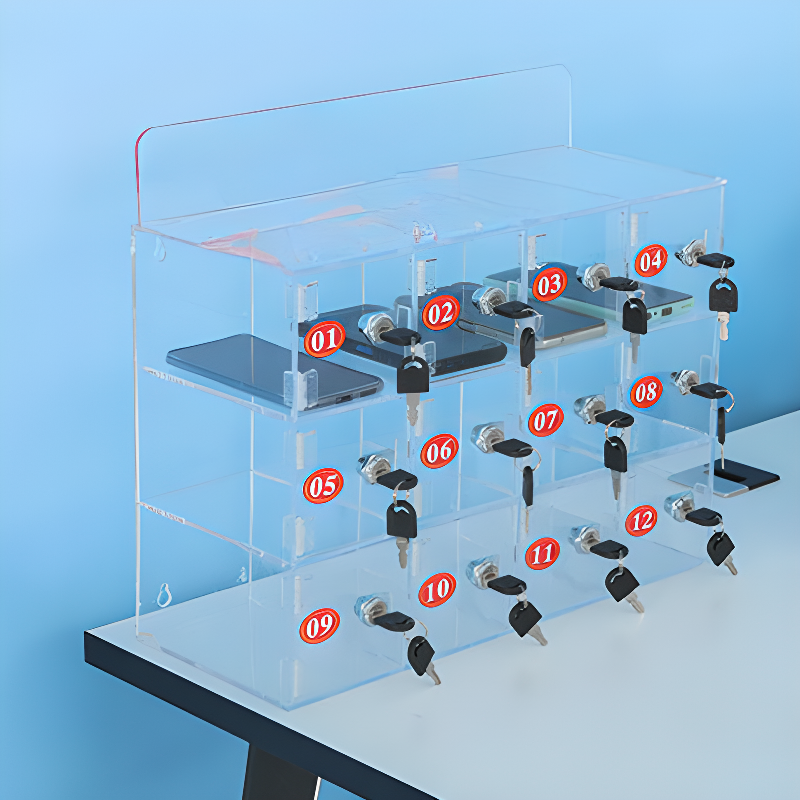 Transparent Polymer Cell Phone Lockers, Lock & Clear Doors, 5-Wide or more/4-Wide, 5-tier/4 Tiers/3-tier, Partial Assembly