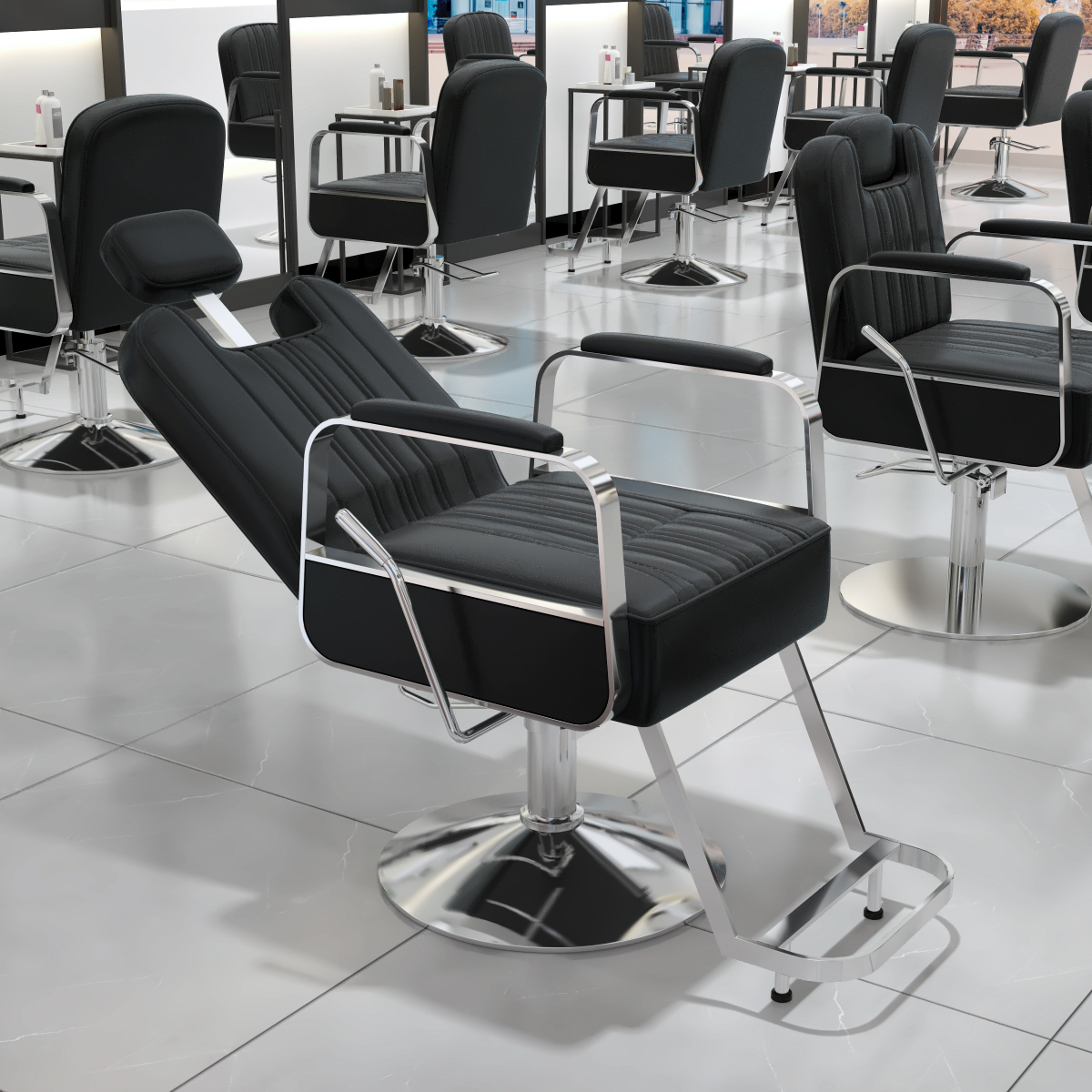 Watertight Reclining Barber Chair with Adjustable Handle