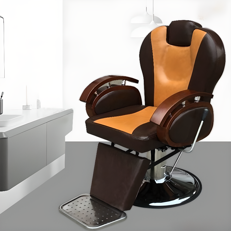 Swivel Lifting L-Shape Solid Colour Water-resistant Manual Recline Variable Barber Chair with Closed Back and Changeable Handle