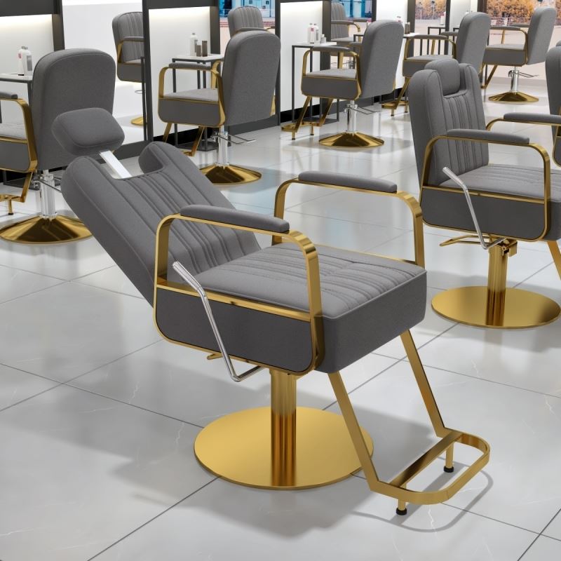 Water-resistant Barber Chair with Head Support & Reclining Adjustability