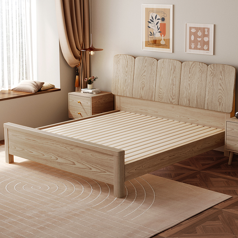 Natural Finish Art Deco Panel Bed