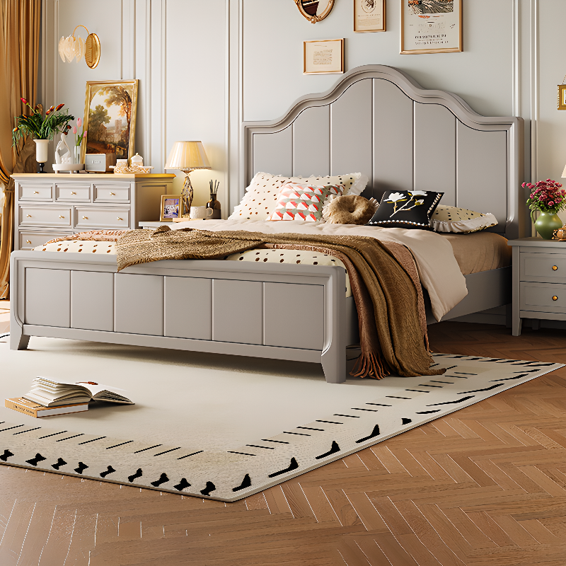 Light Gray Art Deco Panel Bed