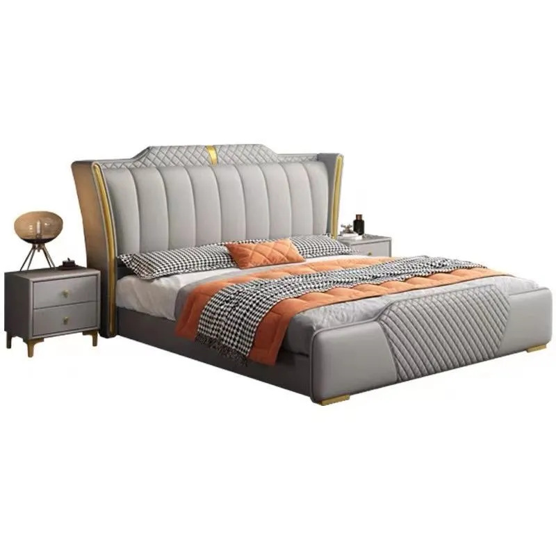 Sophisticated Gray Art Deco Panel Bed