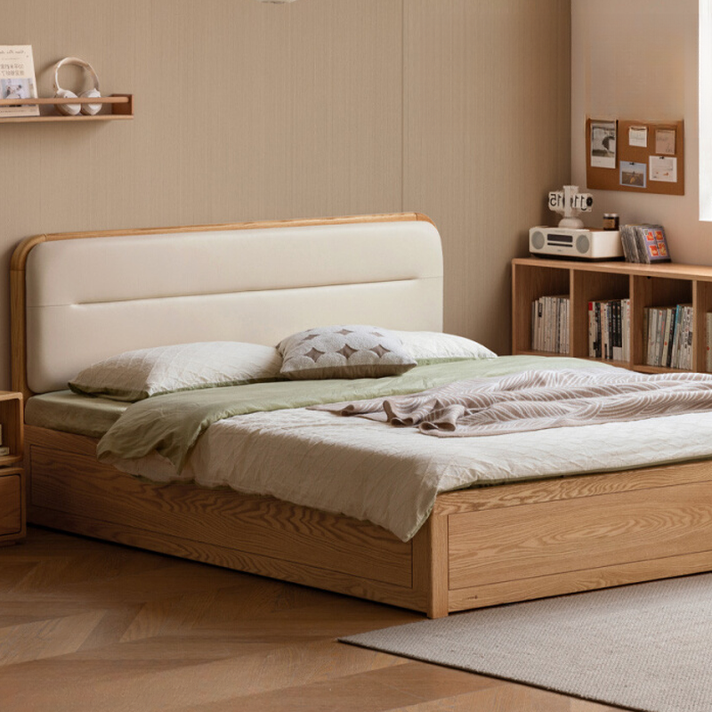 Refined Natural Finish Art Deco Panel Bed