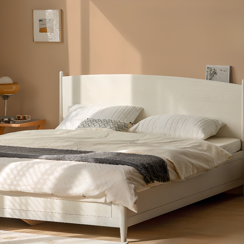 Elegant White Art Deco Panel Bed