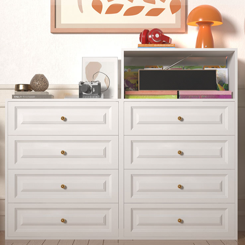 Chalk Contemporary Steel Semainier/Console Dresser with Multiple Drawers in Vertical/Horizontal Orientation