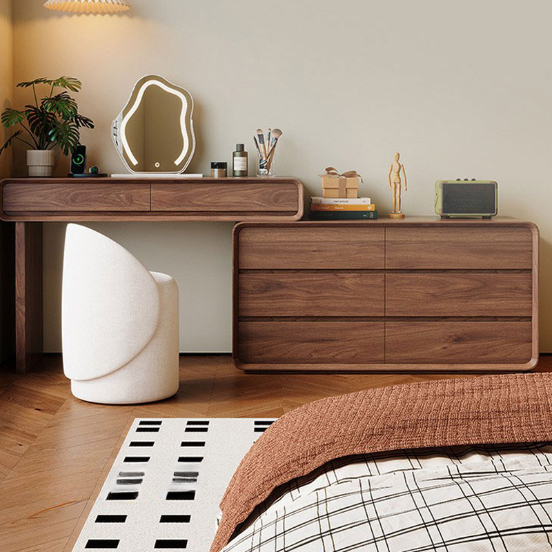 Sepia L-Shape Vanity Set with LED Lighting, Scalable, Adjustable Touch and Brightness for Sleeping Room