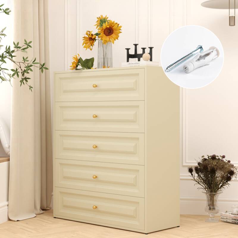 Trendy Metal Vertical Semainier/Console Dresser with Multiple Drawers  Options, Size 40 x 40 x 133 cm, Colour Cream Yellow- OZ-Home-Hub