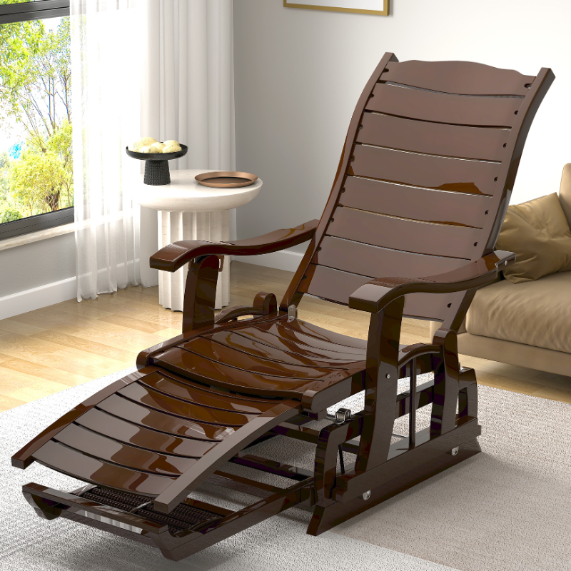 Space-saving Arm Recliner with Wood Grain Legs, Cushioned Upholstery, and Foot Stand