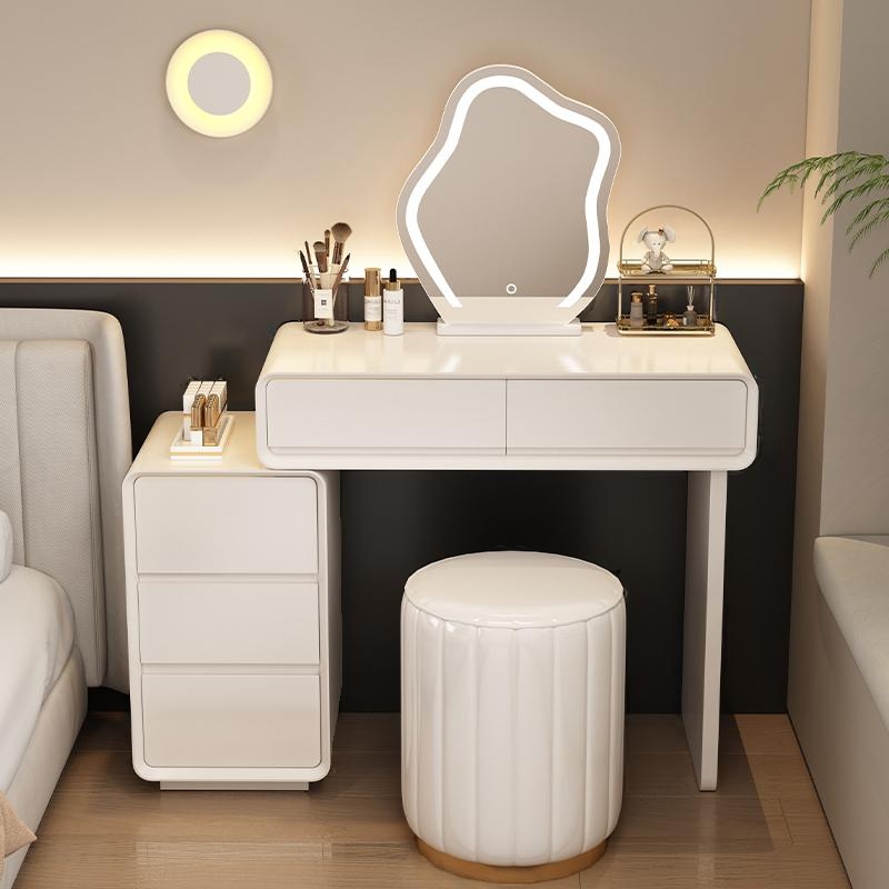 Wood Vanity Set with LED Lighting, Scalable, Push-Pull, Adjustable Touch and Brightness for Sleeping Room