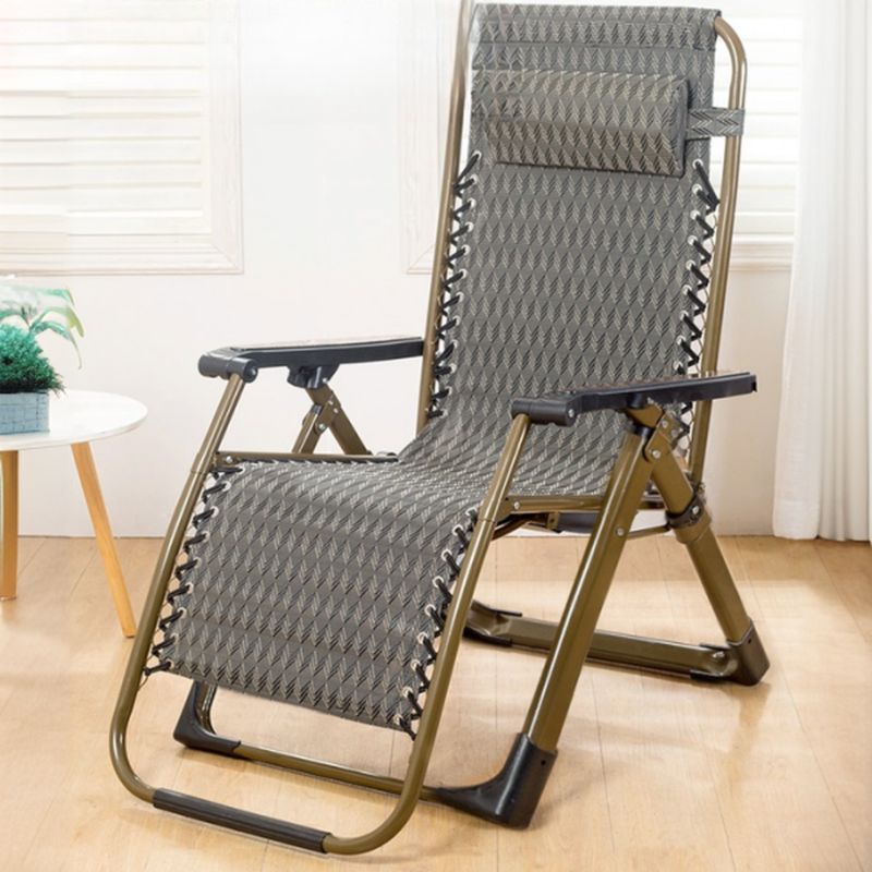 Trendy Solid Colour Reclining Deck Chair with Space-saving Design, Alloy Frame, Non-Rocking Base, Locking Back Angle, and Independent Foot Movement