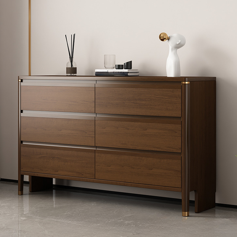 Horizontal/Vertical Wood Auburn Console Dresser/Bachelor Chest/Semainier with 8 Drawers/6 Drawers/4 Drawers in a Modern Simple Style