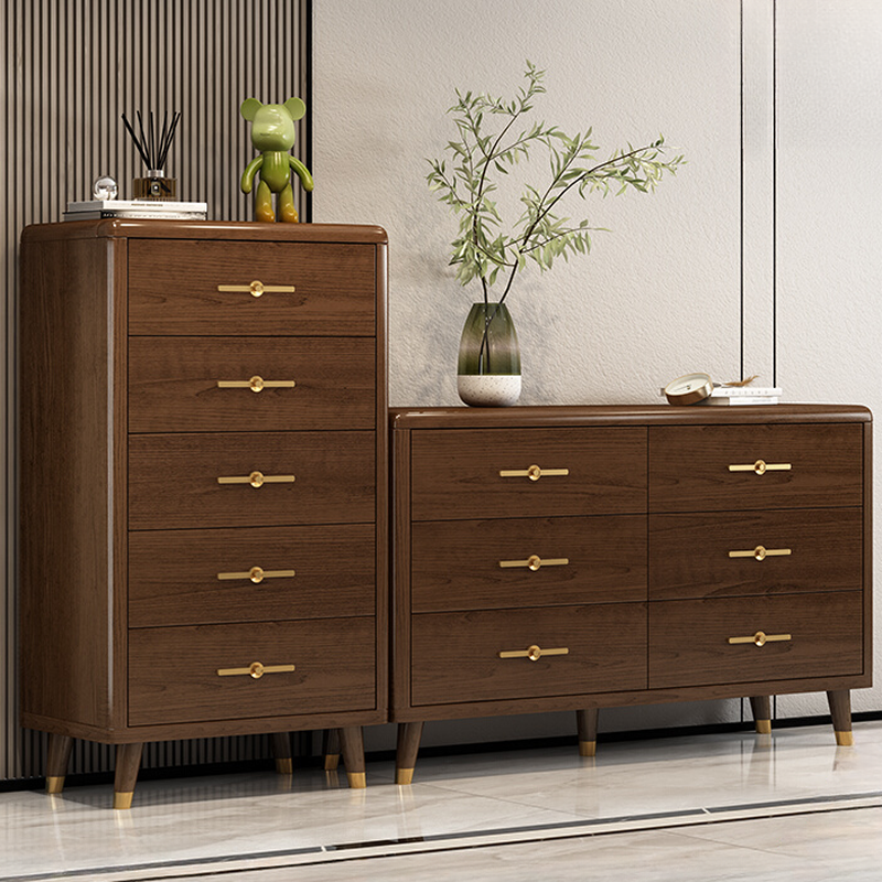 Horizontal Hardwood Cocoa Console Dresser/Semainier with 6 Drawers/8 Drawers/5 Drawers in a Modern Style