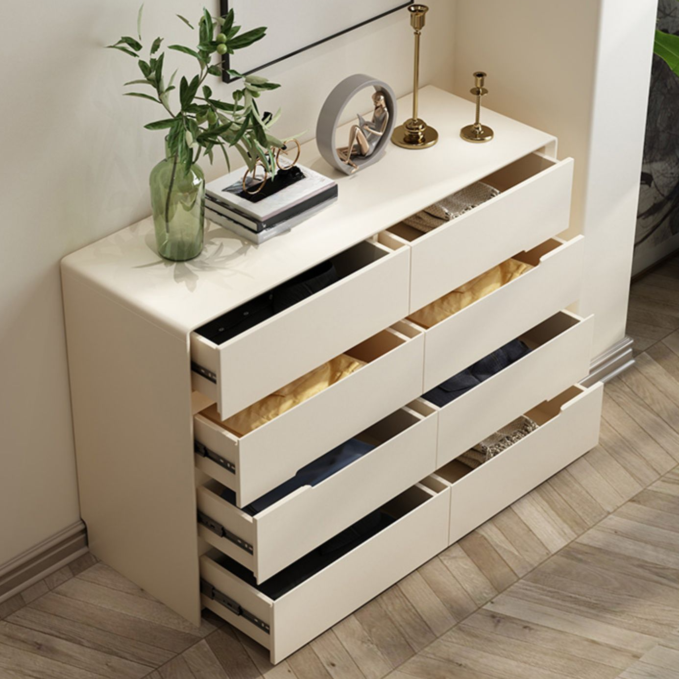 Simplistic Manufactured Wood Lingerie Chest/Double Dresser with 5/8 Drawers in Vertical/Horizontal Orientation