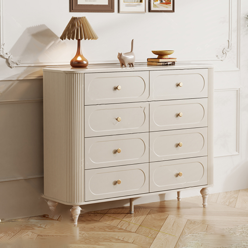 Chalk Simplistic Manufactured Wood Double Dresser with 8 Drawers, Horizontal Orientation