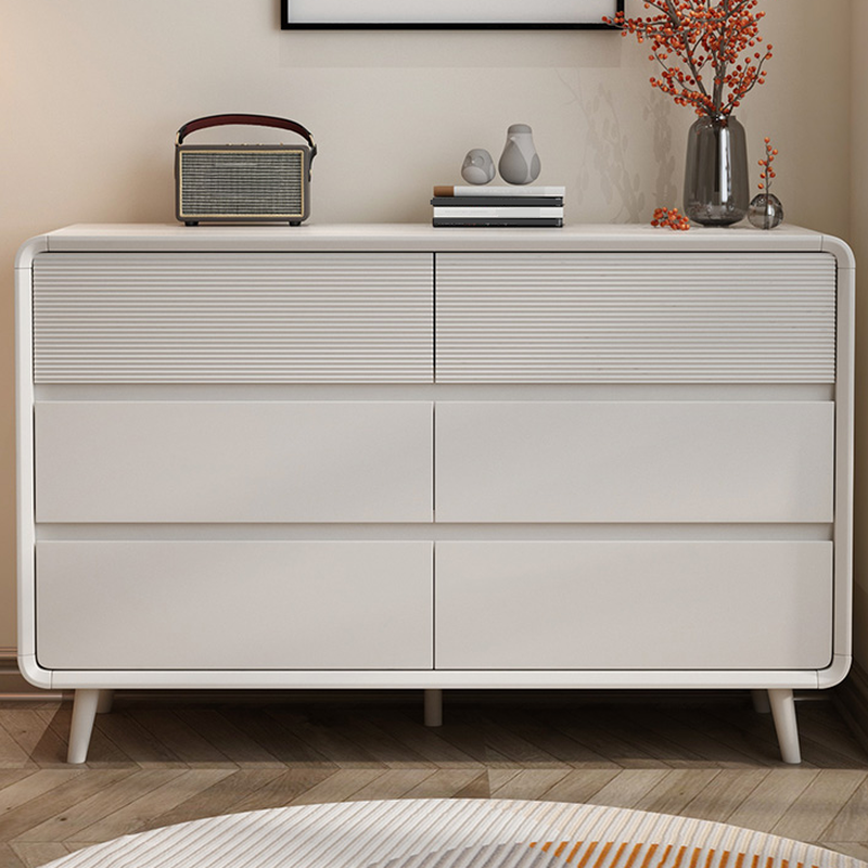 Horizontal/Vertical Cream Console Dresser/Semainier in Bleached Wood with 8 Drawers/5 Drawers/9 Drawers in a Minimalist Style