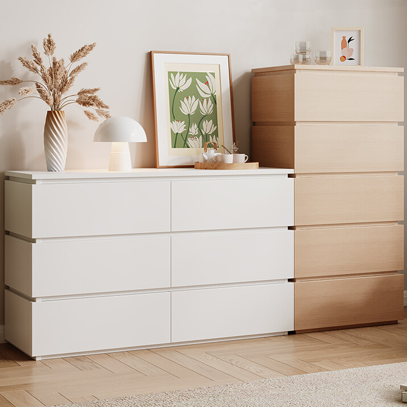 Casual Horizontal/Vertical Raw Wood with Double Dresser/Lingerie Chest and 6 Drawers/5 Drawers