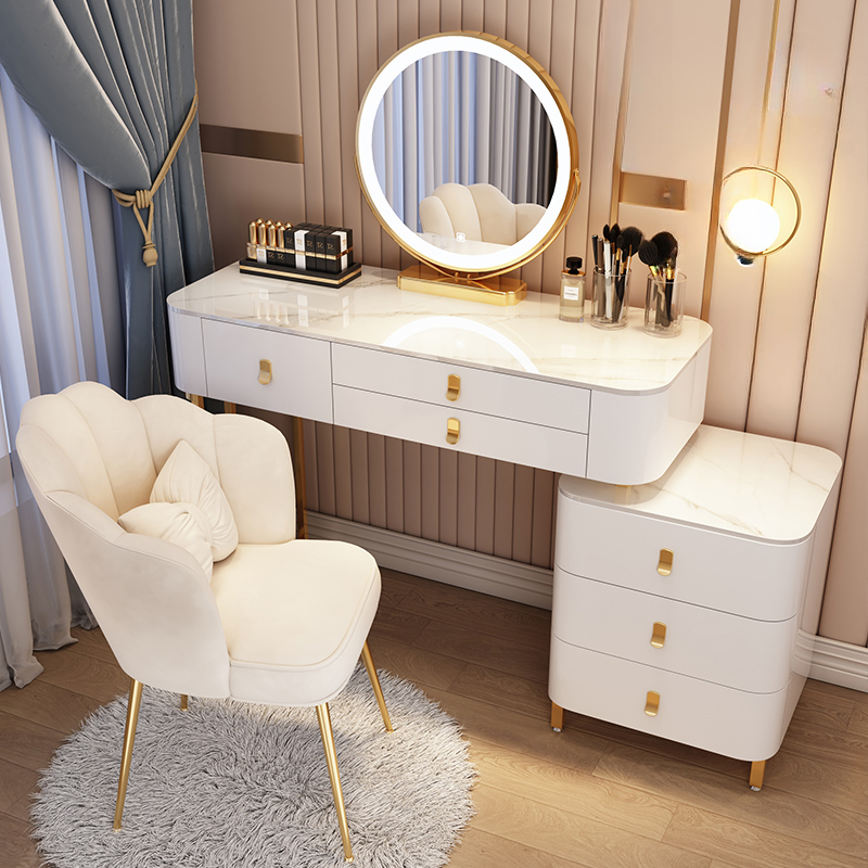 Scalable Vanity Set with Lighting System and Push-Pull Mechanism, Adjustable Touch and Brightness for Sleeping Room