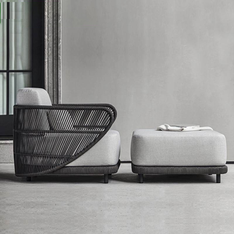 Modern Uv Resistant Woven Sofa with Sponge Filing Chalk Removable Cushion Cover for 1/for 2/Seats 3, 1 Piece