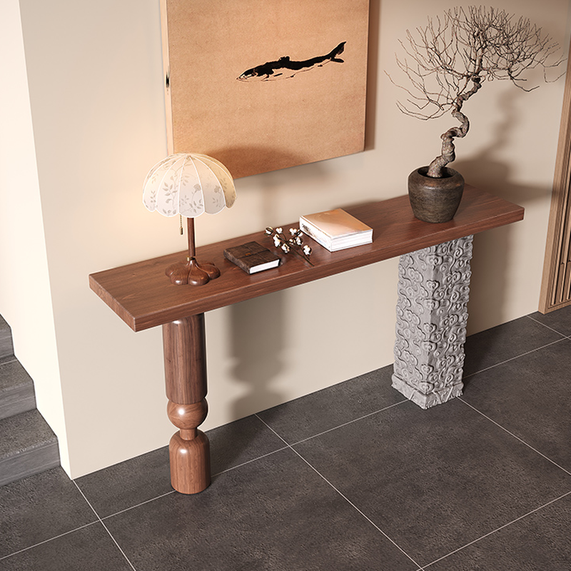 Modern Cocoa Rectangle Twin Support Foyer Table